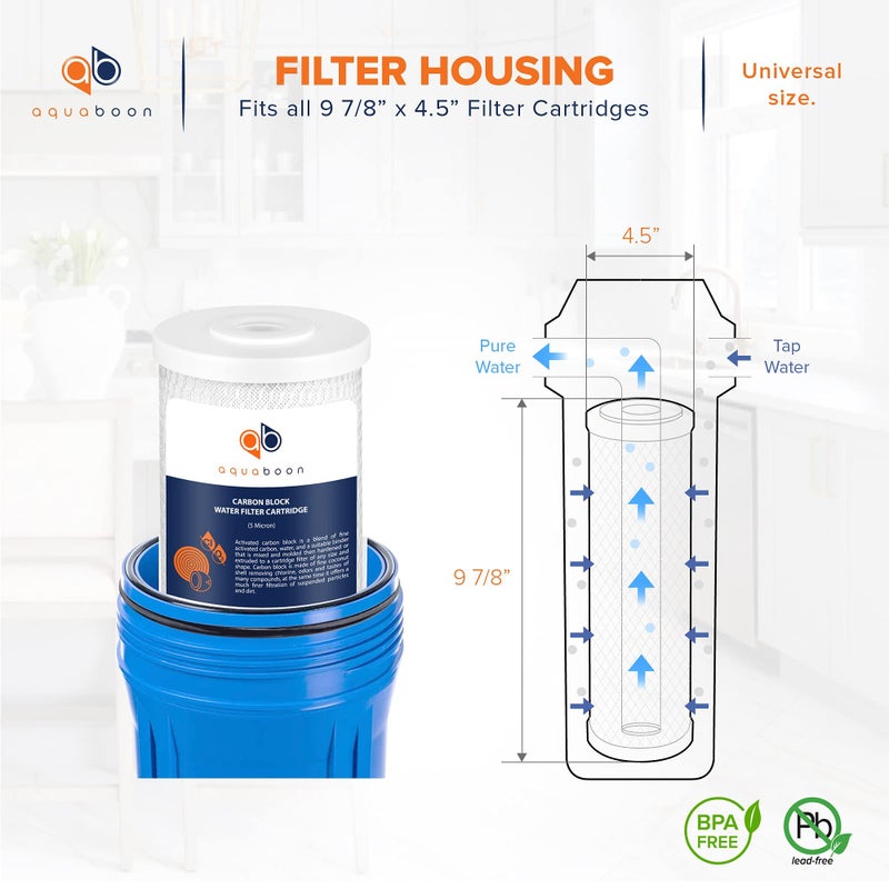 Aquaboon 5 Micron 10 x 4.5 Whole House Water Filters Cartridges Replacement Set of Carbon & Sediment Filters Compatible with FXHTC, DGD-5005, 2 Pack - Image 5